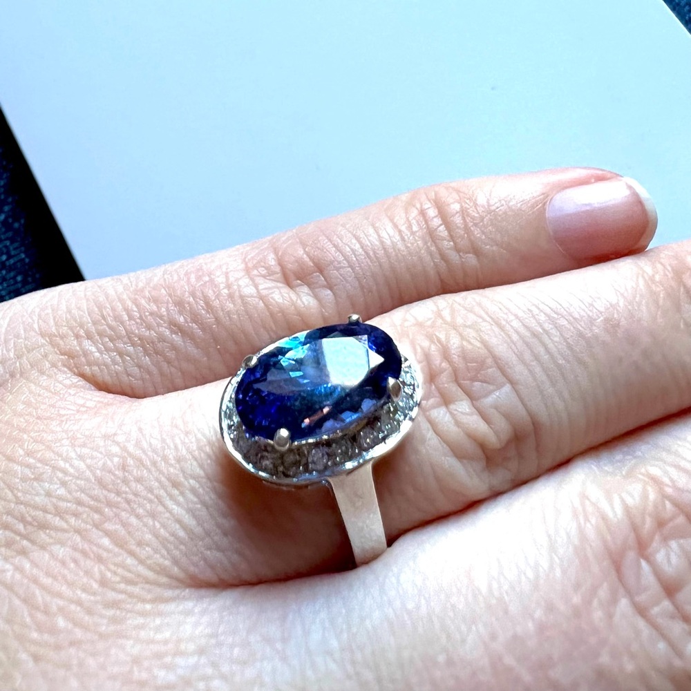 White gold Tanzanite/diamond ring sold on cross post **sold!***